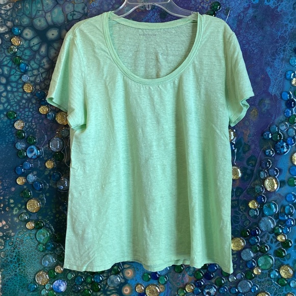 Eileen Fisher Organic Linen Mint Green Tee - Picture 6 of 8